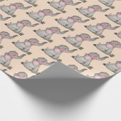 Waterverf Kute Baby Elephant met Blush & Flowers Cadeaupapier (Hoek)