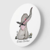 Waterverf Kute Baby Elephant met Blush & Flowers Grote Klok (Hoek)