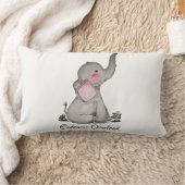 Waterverf Kute Baby Elephant met Blush & Flowers Kussen (Deken)