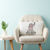 Waterverf Kute Baby Elephant met Blush & Flowers Kussen (Stoel)