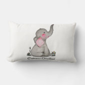 Waterverf Kute Baby Elephant met Blush & Flowers Kussen (Voorkant)