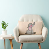 Waterverf Kute Baby Elephant met Blush & Flowers Kussen (Stoel)