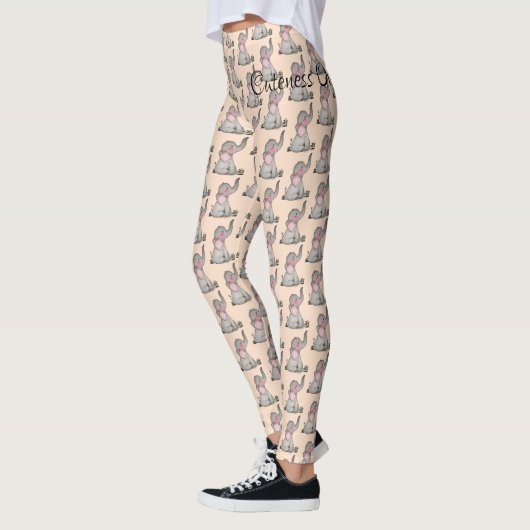 Waterverf Kute Baby Elephant met Blush & Flowers Leggings (Links)