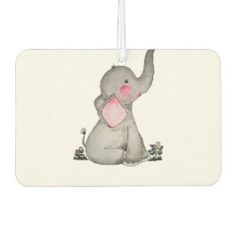 Waterverf Kute Baby Elephant met Blush & Flowers Luchtverfrisser