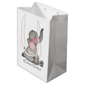 Waterverf Kute Baby Elephant met Blush & Flowers Medium Cadeauzakje (Achterkant Gekanteld)