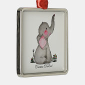 Waterverf Kute Baby Elephant met Blush & Flowers Metalen Ornament (Rechts)