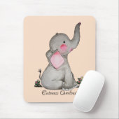 Waterverf Kute Baby Elephant met Blush & Flowers Muismat (Met muis)