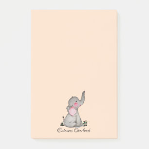 Waterverf Kute Baby Elephant met Blush & Flowers Post-it® Notes