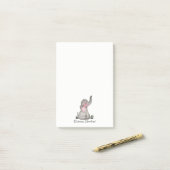 Waterverf Kute Baby Elephant met Blush & Flowers Post-it® Notes (Op bureau)