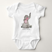 Waterverf Kute Baby Elephant met Blush & Flowers Romper (Voorkant)