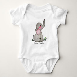 Waterverf Kute Baby Elephant met Blush & Flowers Romper