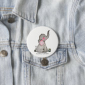 Waterverf Kute Baby Elephant met Blush & Flowers Ronde Button 7,6 Cm (In situ)