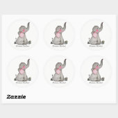 Waterverf Kute Baby Elephant met Blush & Flowers Ronde Sticker (Vel)