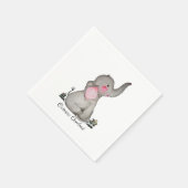 Waterverf Kute Baby Elephant met Blush & Flowers Servet (Hoek)