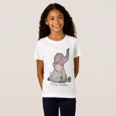 Waterverf Kute Baby Elephant met Blush & Flowers T-shirt (Voorkant volledig)