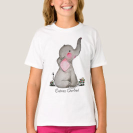 Waterverf Kute Baby Elephant met Blush & Flowers T-shirt