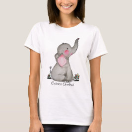 Waterverf Kute Baby Elephant met Blush & Flowers T-shirt