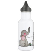 Waterverf Kute Baby Elephant met Blush & Flowers Waterfles (Links)