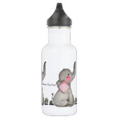 Waterverf Kute Baby Elephant met Blush & Flowers Waterfles (Rechts)