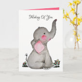 Waterverf Kute Baby Lephant met blozen en bloemen Kaart (Gele Bloem)