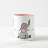 Waterverf Kute Baby Lephant met blozen en bloemen Mok (Midden)