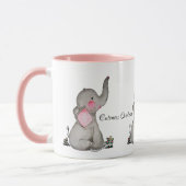 Waterverf Kute Baby Lephant met blozen en bloemen Mok (Links)