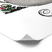 Waterverf Kute Baby Lephant met blozen en bloemen Poster (Hoek)