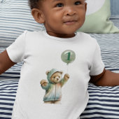 Waterverf Kute Beer 1e verjaardag ballon Romper