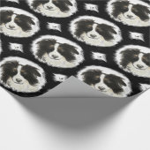 Waterverf Kute Border Collie Dog Pet Animal Cadeaupapier (Hoek)