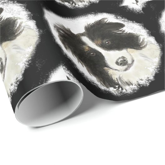 Waterverf Kute Border Collie Dog Pet Animal Cadeaupapier (Rol Hoek)
