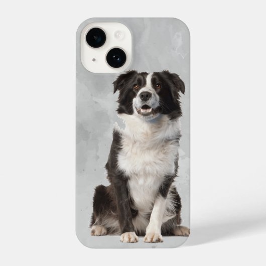 Waterverf Kute Border Collie Dog Pet Animal iPhone Hoesje (Achterkant)