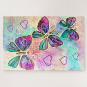 Waterverf - Kute Colorful Butterflies - Harten Legpuzzel (Horizontaal)