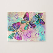 Waterverf - Kute Colorful Butterflies - Harten Legpuzzel (Horizontaal)