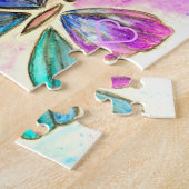 Waterverf - Kute Colorful Butterflies - Harten Legpuzzel (Zijkant)