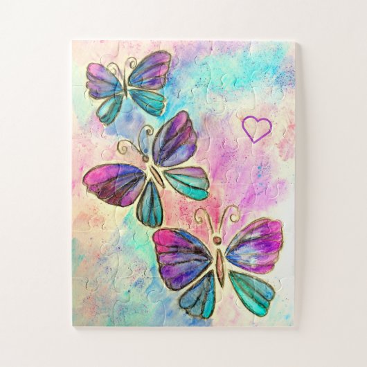 Waterverf - Kute Colorful Butterflies Legpuzzel (Verticaal)