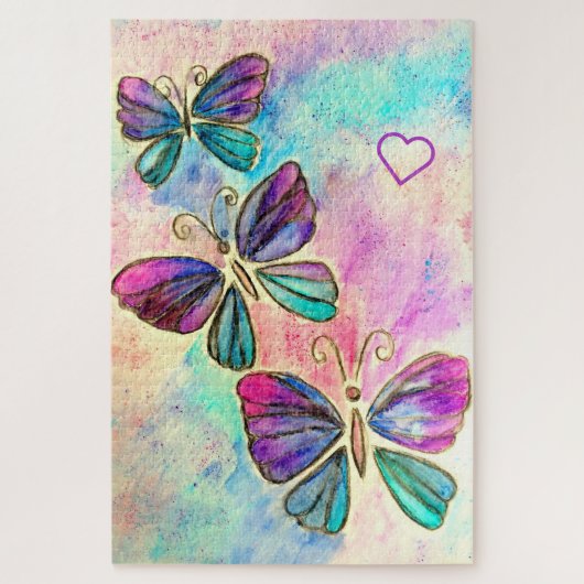 Waterverf - Kute Colorful Butterflies Legpuzzel (Verticaal)