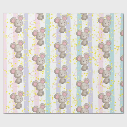 Waterverf Kute Little Baby Mouse Animal Fun Art Cadeaupapier (Vlak)