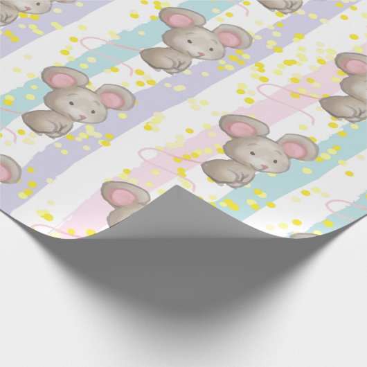 Waterverf Kute Little Baby Mouse Animal Fun Art Cadeaupapier (Hoek)
