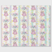 Waterverf Kute Little Ma & Baby Mouse Animal Cadeaupapier (Vlak)