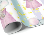 Waterverf Kute Little Ma & Baby Mouse Animal Cadeaupapier (Rol Hoek)