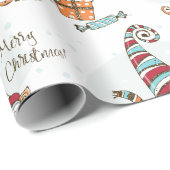 Waterverf Kute Little Merry Kerstmis Elf Gnome Cadeaupapier (Rol Hoek)