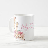 Waterverf Kute Moeder Giraffe met Baby Koffiemok (Voorkant links)