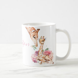 Waterverf Kute Moeder Giraffe met Baby Koffiemok