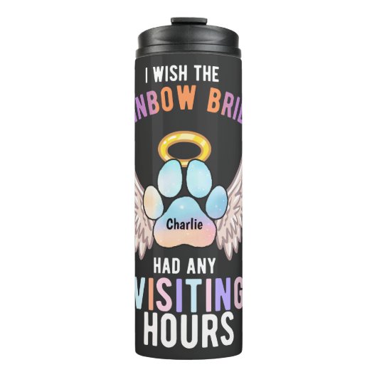 Waterverf Kute Pet Paw Dog Cat Memorial Wings Thermosbeker (Voorkant)