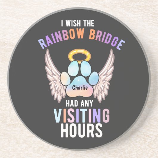 Waterverf Kute Pet Paw Dog Cat Memorial Wings Zandsteen Onderzetter (Voorkant)