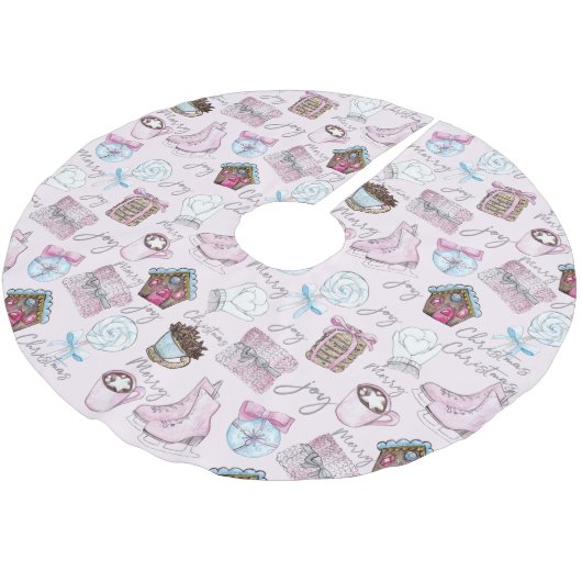 Waterverf Kute Roze Kerstmis Kerstboom Rok (Gekanteld)