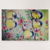 Waterverf - Kute Sparrows - Zoete vogels - Lente Legpuzzel (Horizontaal)