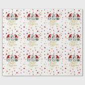 Waterverf Kute Three Gnomen Merry Kerstmis Cadeaupapier (Vlak)