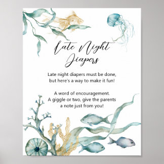 Waterverf kwal Late Night Luiers Teken Poster