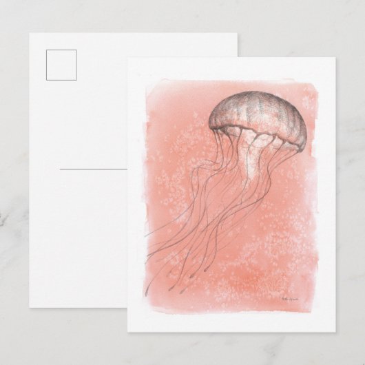 Waterverf kwallen briefkaart (Voorkant / Achterkant)